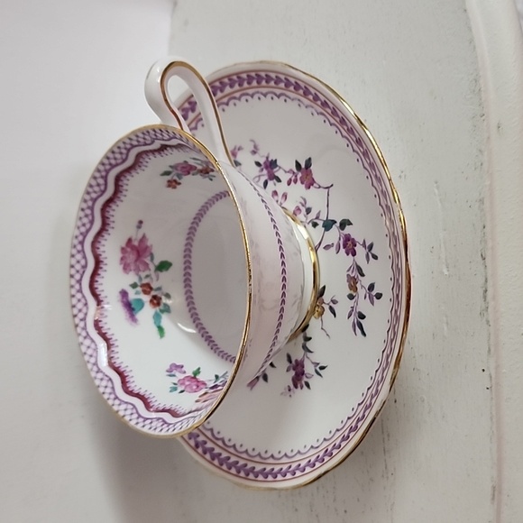 Copelands Grosvenor Teacup and Saucer, English Bone China Cups, Antique Tea Cups - Picture 5 of 8